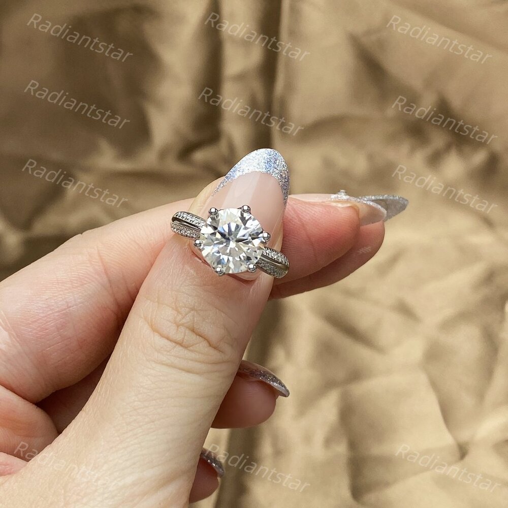 NEW Certified 3ct. t.w. Moissanite Pave Band Ring - Picture 3 of 8